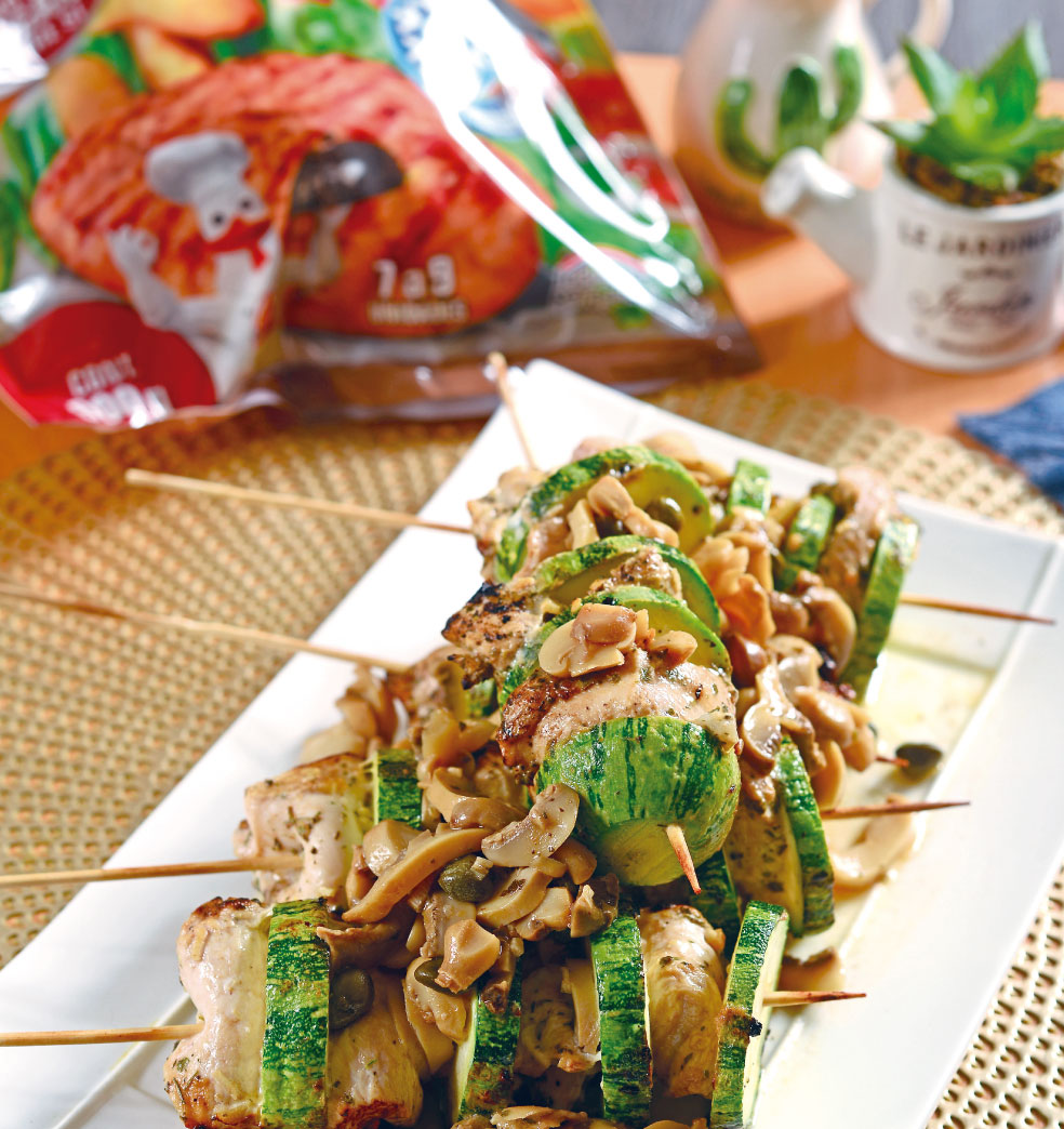 Brochetas light de pollo especiado