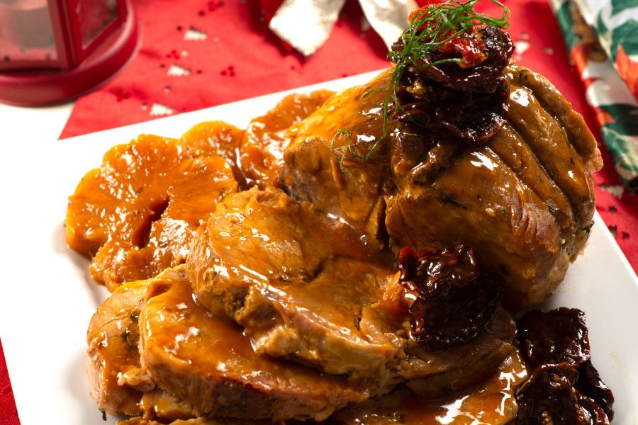 Lomo de cerdo glaseado con piña