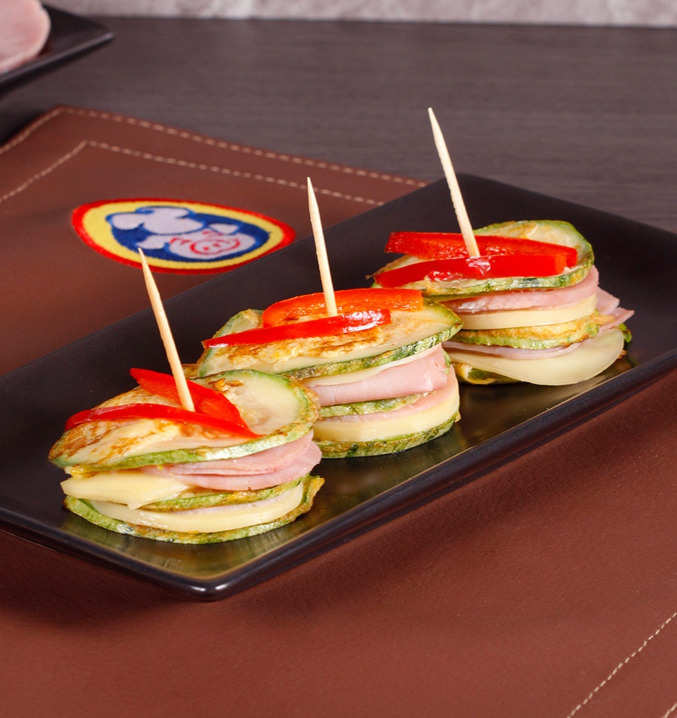 Montaditos de zucchini y jamón cocido 