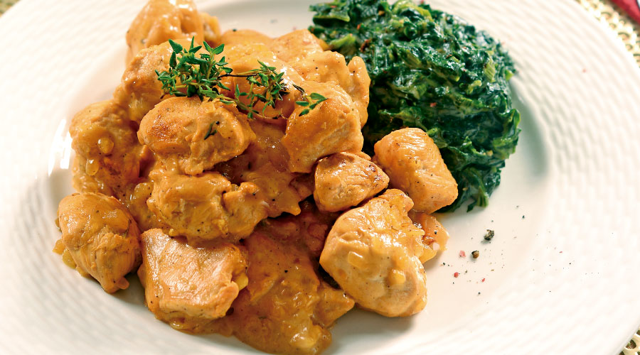 Pollo a la crema con espinacas
