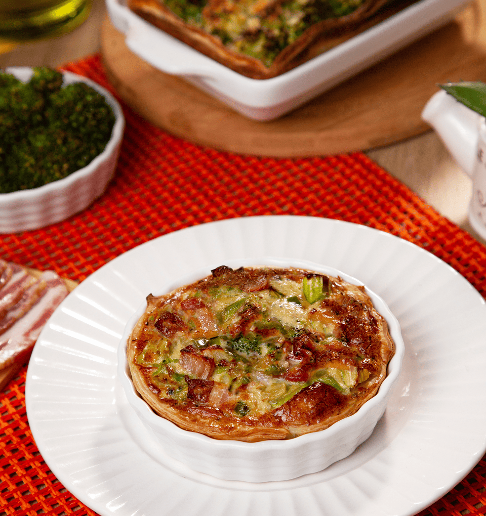 Tarta de brócoli y panceta